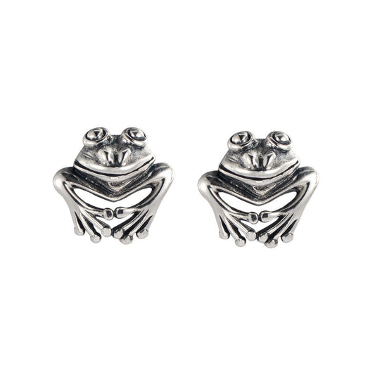 Silver Frog Ear Studs
