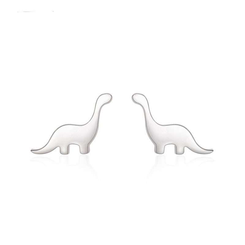Silver Dinosaur Studs Earrings