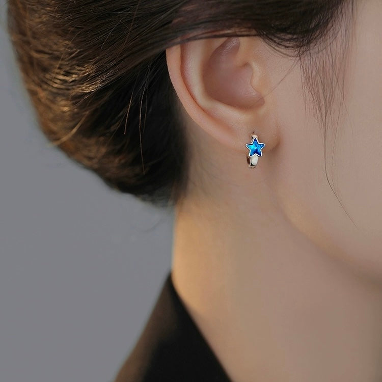 Blue Star Huggie Earrings