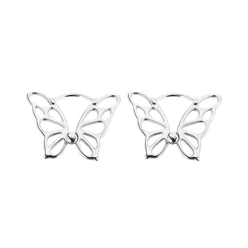 Silver Butterfly Huggie Earrings