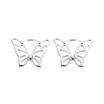 Silver Butterfly Huggie Earrings