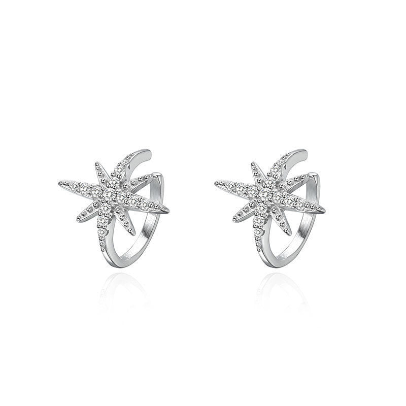 2 Pieces Silver Star Ear Cuffs