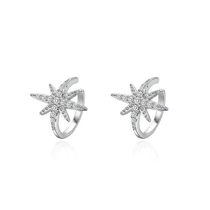 2 Pieces Silver Star Ear Cuffs