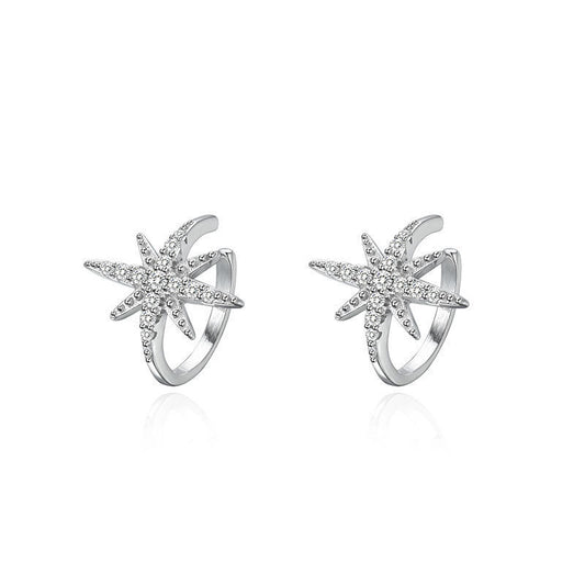 2 Pieces Silver Star Ear Cuffs