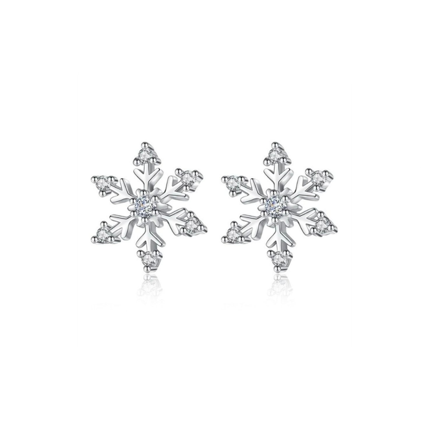 Silver Snowflake Studs Earrings