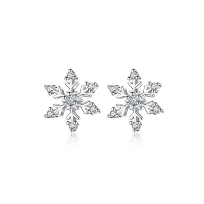 Silver Snowflake Studs Earrings