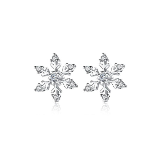 Silver Snowflake Studs Earrings