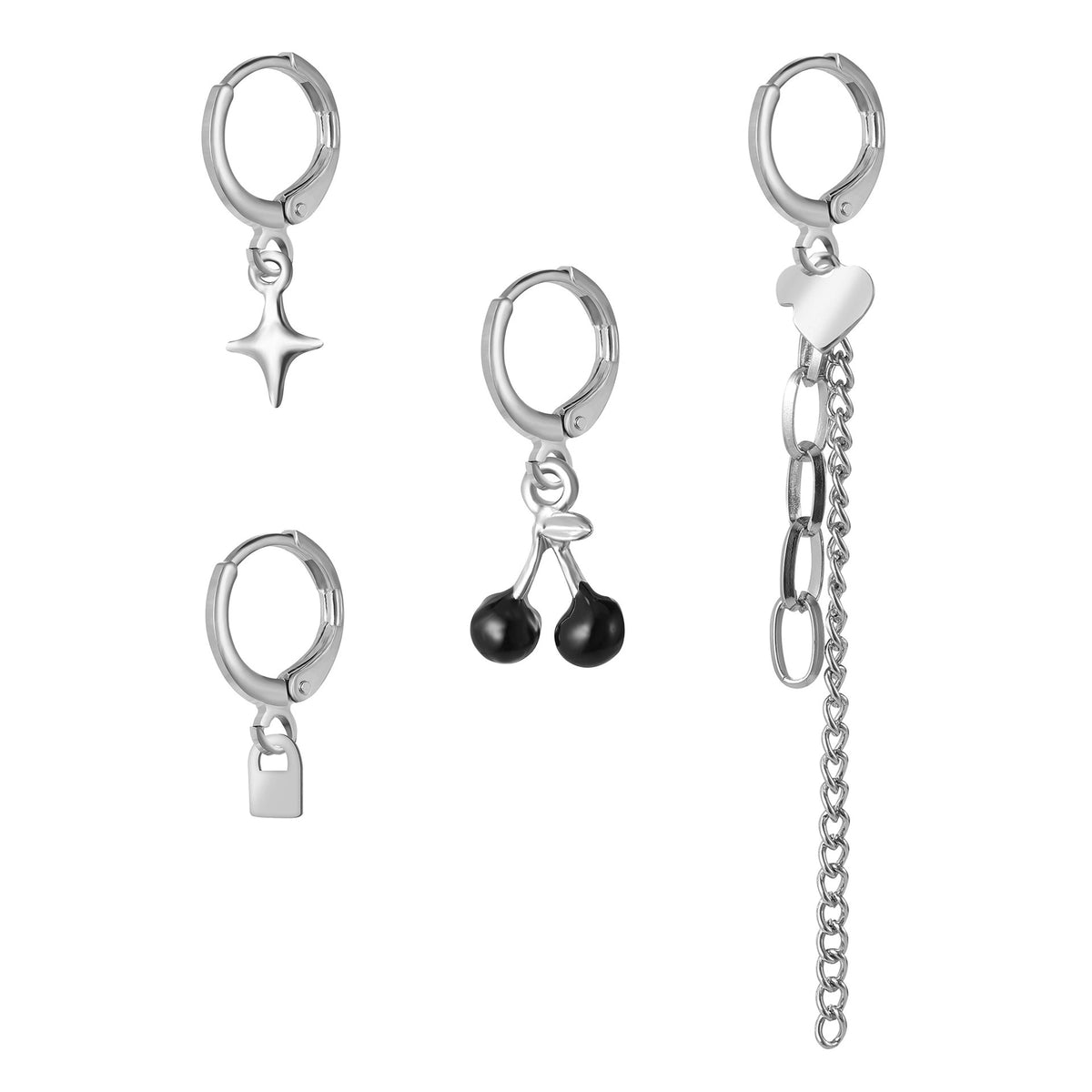 Set of 4 Streetwear Huggies Earrings