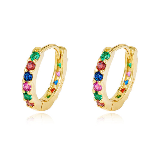Rainbow stone hoop earrings