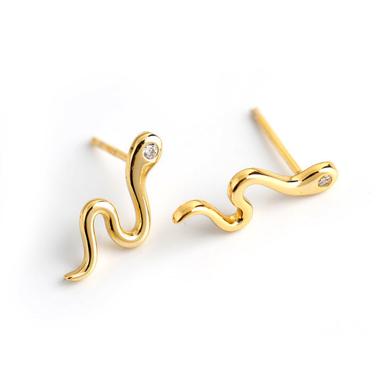 Snake minimal stacking stud earring