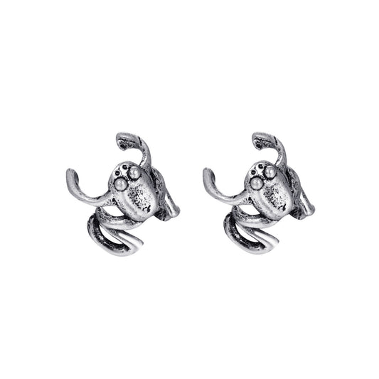 Set of 2 Silver Frog Dangle Ear Cuffs
