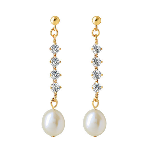 Gold Pearl Drop Earrings