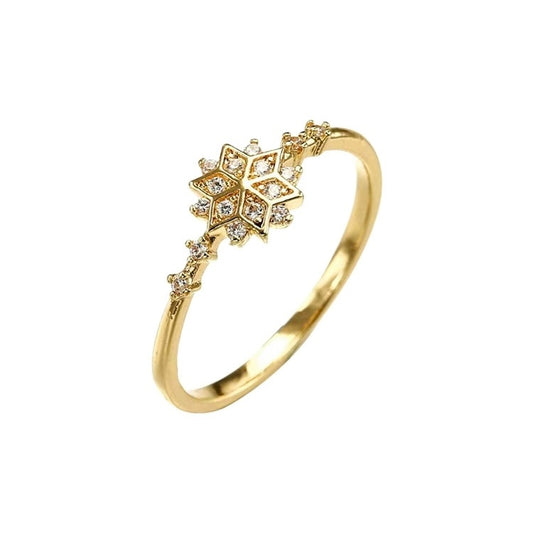 Snowflake gold diamond ring