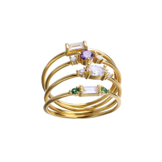 Gemstone Gold Ring Set