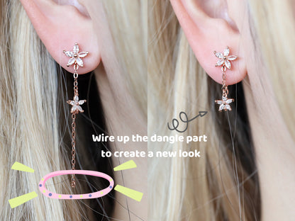 Double Flower Dangle Earrings