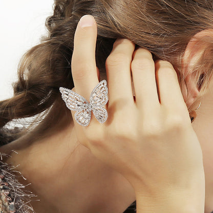 Silver Oversized Butterfly Ring