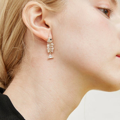 Silver Fish Bone Earrings
