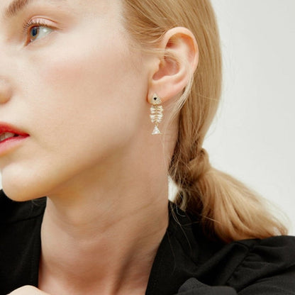 Silver Fish Bone Earrings