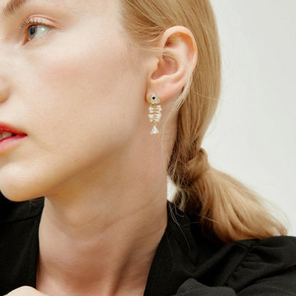Silver Fish Bone Earrings