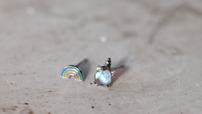 Rainbow and Unicorn Ear Studs