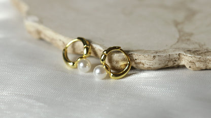 Gold Hoop Pearl Earrings