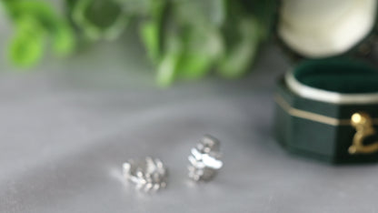 Silver Leaves Huggies Earrings