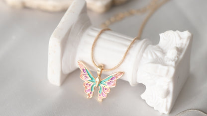 Pinky Butterfly Necklace