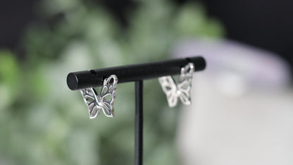 Silver Butterfly Huggie Earrings