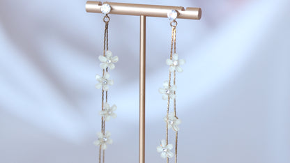 White Flower Dangle Earrings