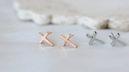 Cross Symbol Studs Earrings