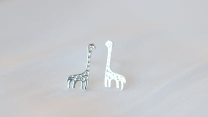 Silver Giraffe Ear Studs
