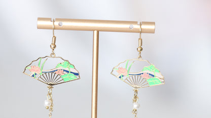 Lotus Flower Fan Earrings