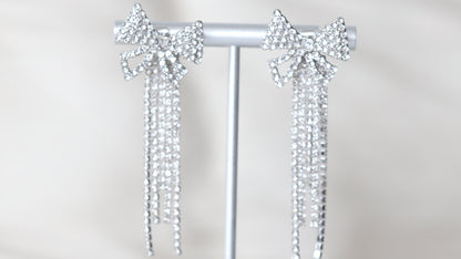 Silver Bowtie Dangle Earrings