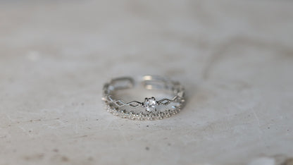 Silver Lace Double Band Ring