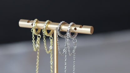 Pair Hoop CZ Dangle Huggie Earrings