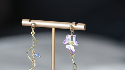 Purple Flower Twist Dangle Earrings