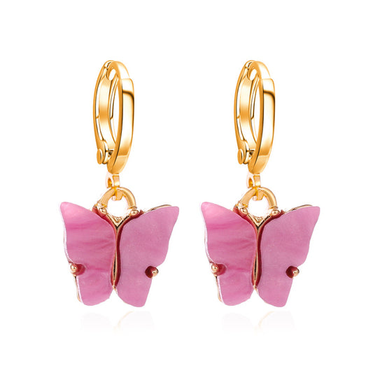 Purple Butterfly Huggie Earrings