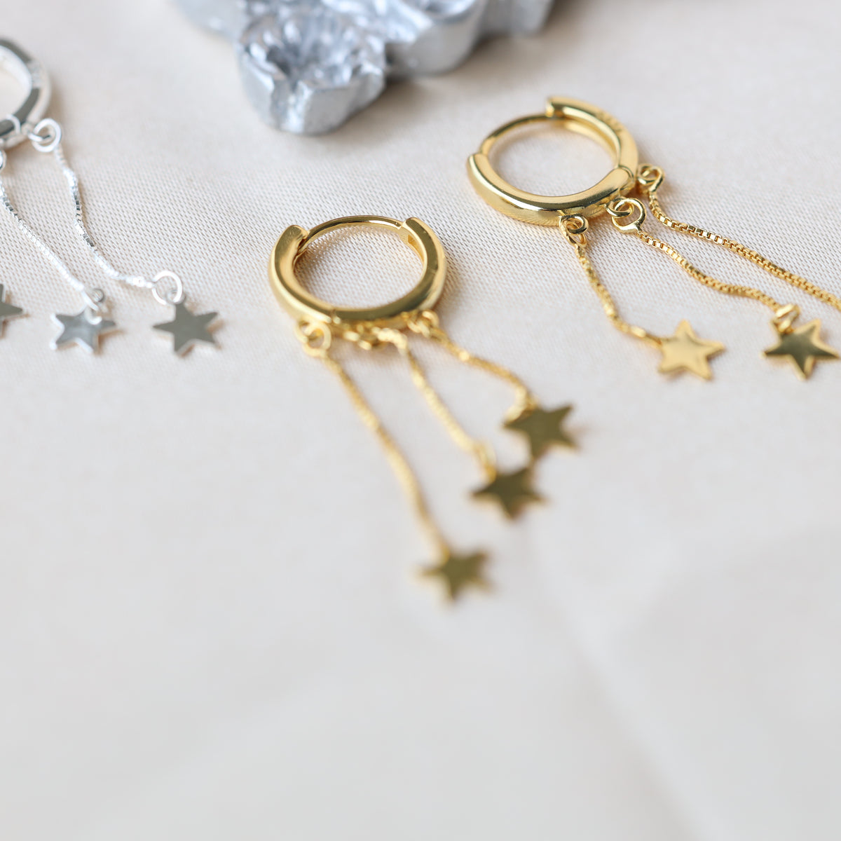 Star Dangle Hoop Earrings