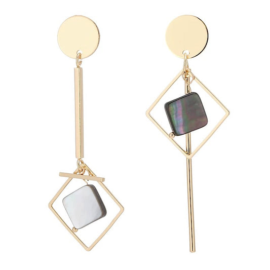 Mismatched Geometric Dangle Earrings