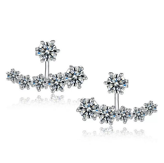 Two Ways CZ Ear Jacket Earrings