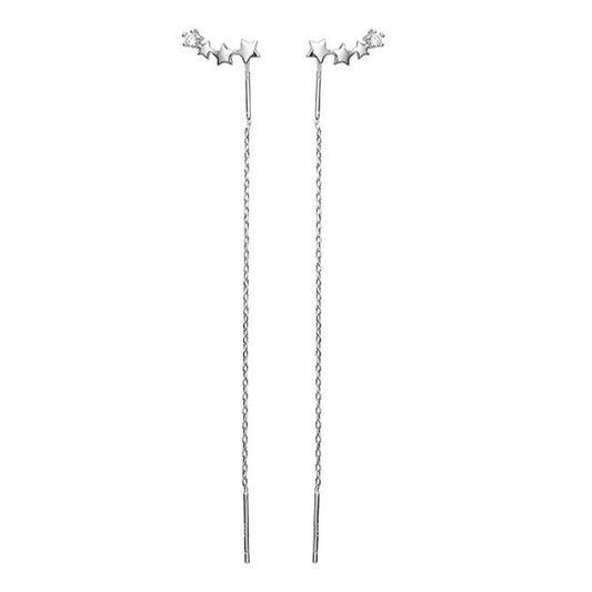 Silver Star Threader Earrings