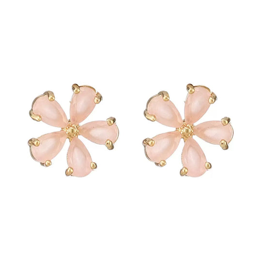 Pink Flower Studs Earrings