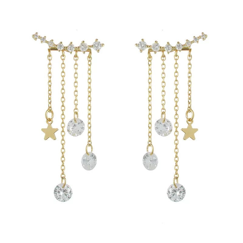 Two Ways Ear Climber Dangle Star Earrings
