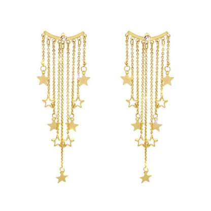 Gold Star Dangle Clubbing Earrings