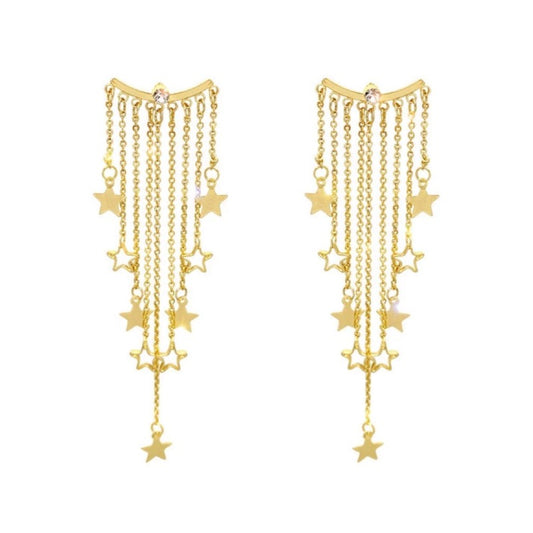 Gold Star Dangle Clubbing Earrings