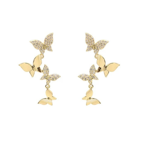 Gold Butterfly Dangle Earrings