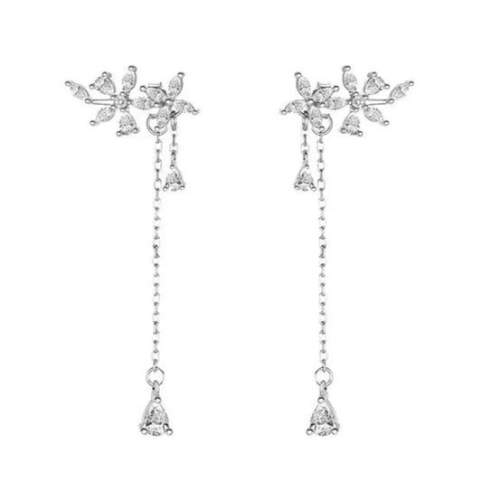 Silver Flower Two Ways Earrings