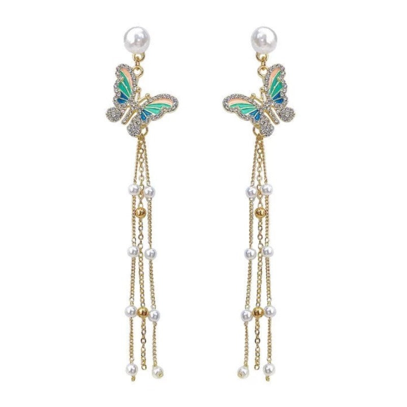 Wonderland Butterfly Long Dangle Earrings