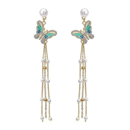 Wonderland Butterfly Long Dangle Earrings