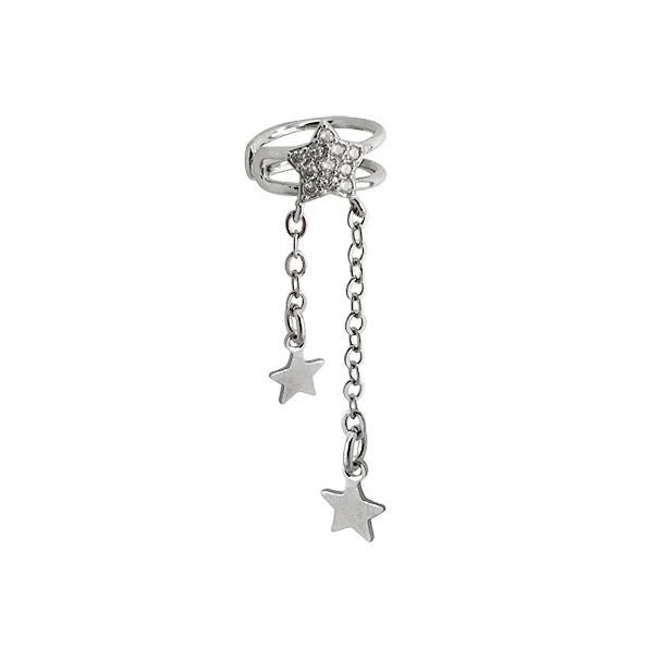 Silver Star Dangle Ear Cuff
